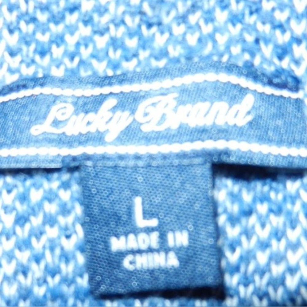 Lucky Brand Women Cardigan Sweater Blue white Geometric Stitch Pattern - Picture 4 of 8